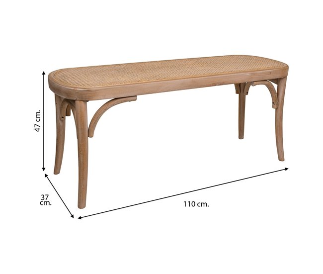 Banqueta de madera y rejilla Marron