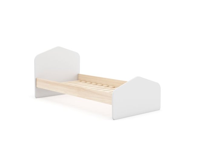 Cama juvenil Misty Cloud 195x100 Blanco/ Madera