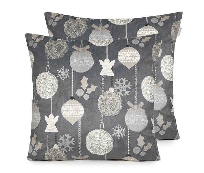 FUNDA DE COJIN DE TERCIOPELO DE NAVIDAD RUSTIC Gris