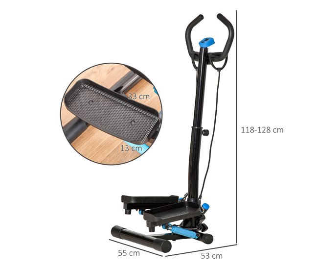 Máquina de Step Acero, ABS HOMCOM, deportes y ocio - fitness Negro