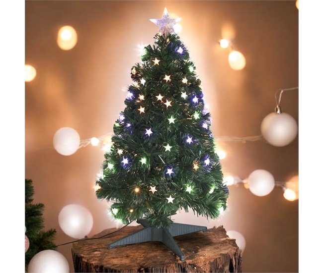 Árbol de Navidad de con 90 Luces LED Blanco con Estrella Verde
