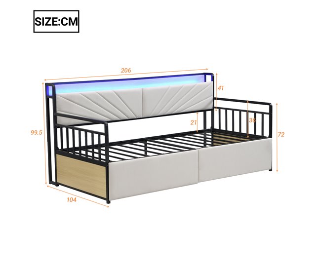 Camas individuales 104x206 Beige