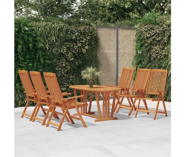 6 Sillas de jardín plegables de madera maciza de eucalipto Marron