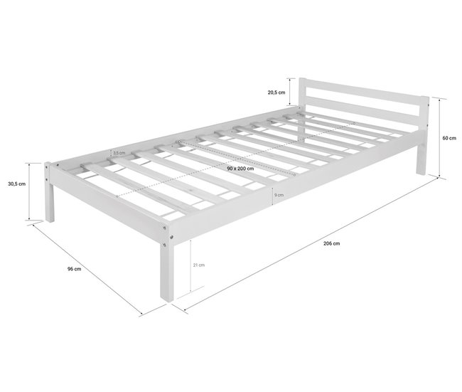 Cama individual persona 96x206 Marron