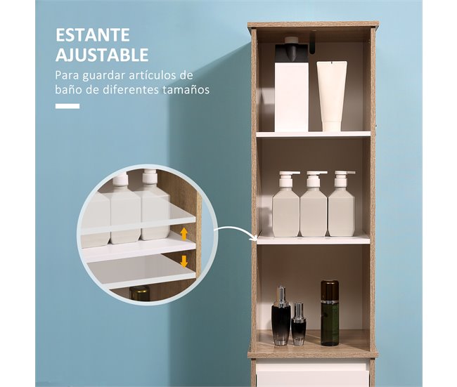 Armario Alto de Baño MDF kleankin, hogar - baño 32 Multicolor