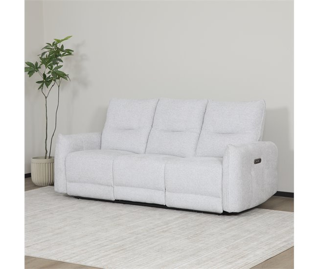 Sofá 3 plazas 2 asientos relax eléctricos DILAN color gris claro Gris