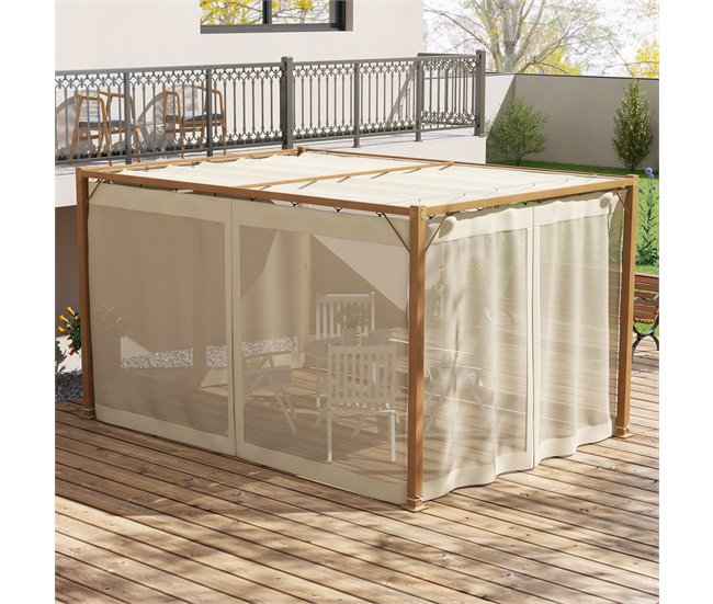 Pérgola de Jardín Aluminio, Poliéster Outsunny Marron