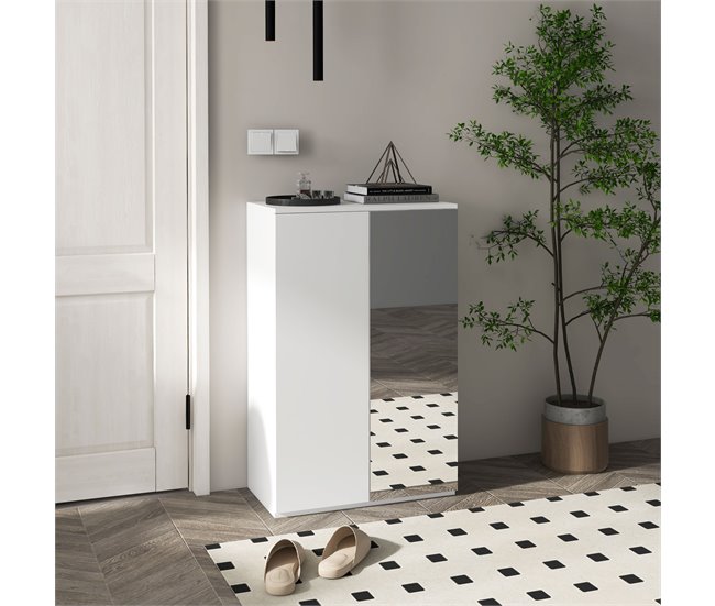 Armario de Zapatos Melamina de Madera, Acrílico HOMCOM Blanco