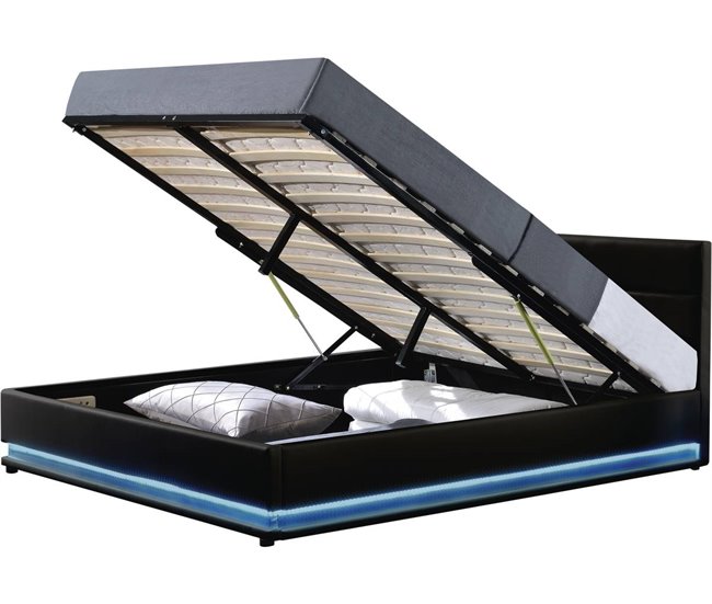 Cama con LED 191x213 Negro