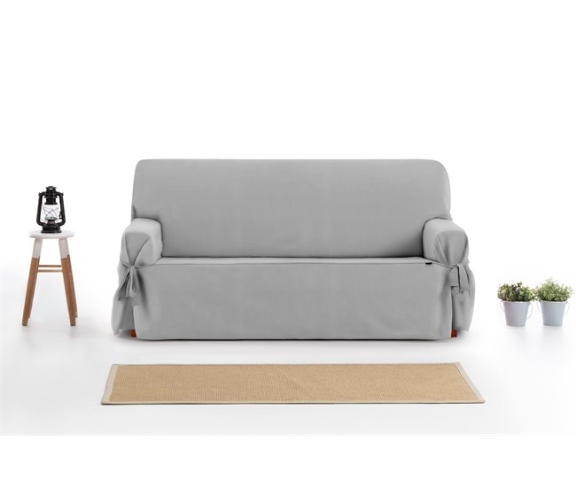 Protector Cubre Sofá Liso Royale Lazos 2 Plazas Gris