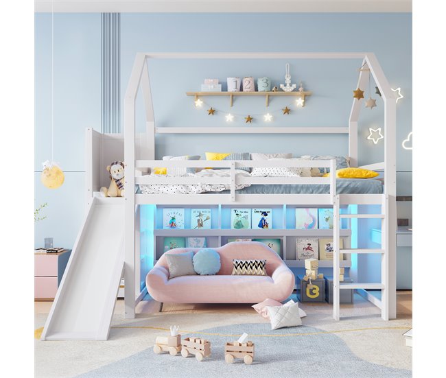 Cama alta para niños Blanco