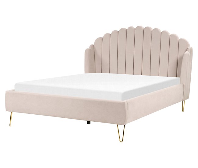 Beliani Cama con somier Poliéster AMBILLOU 177x214 Beige