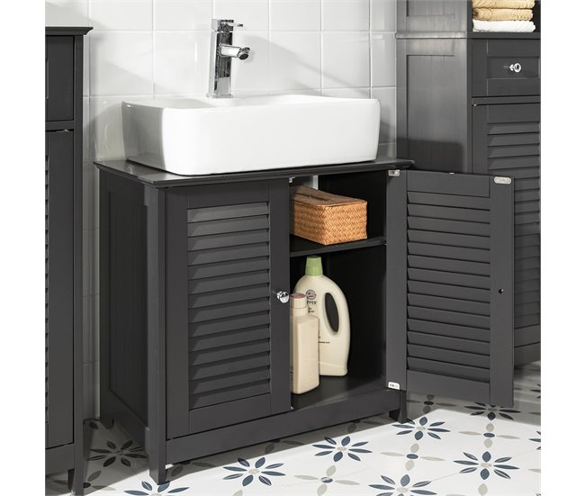 Armario para el Debajo del Lavado 2 Puertas FRG237-W SoBuy 60 Blanco