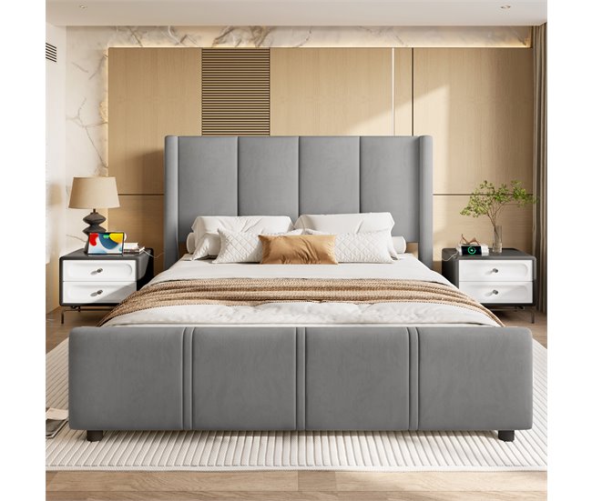 Camas de matrimonio 175x212 Gris