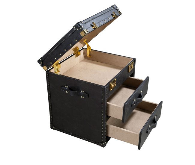 ANGEL CERDA Baúl piel 55 Negro/ Dorado