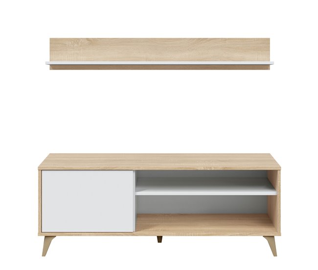 Mueble TV Kiko 1 Estante 1 Puerta Roble/Blanco Blanco