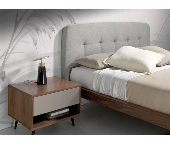 ANGEL CERDÁ Cama capitoné tela Nogal