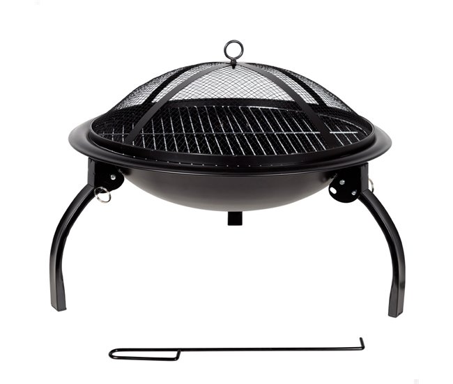 Brasero exterior portátil c/parrilla y rejilla antichispas Aktive Negro