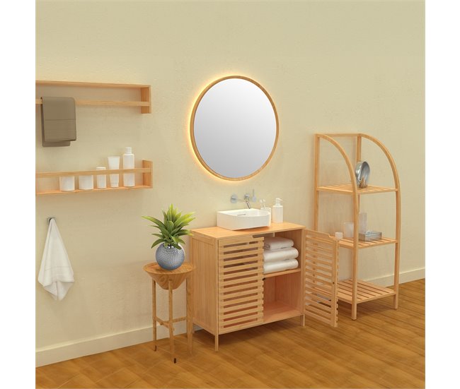 Estantería Arqueada en Bambú con 3 Niveles Canoply Thinia Home 37 Natural