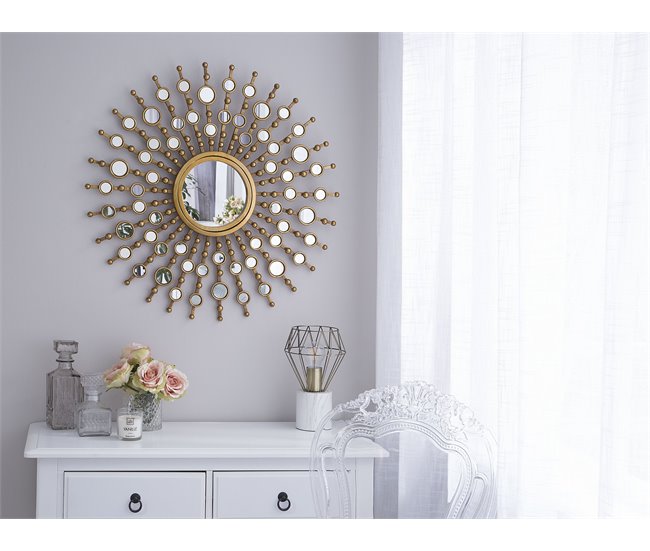 Beliani Espejo decorativo BLOIS Dorado