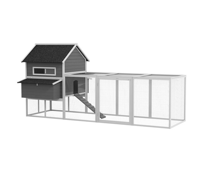 Gallinero de Exterior Madera de Abeto PawHut Gris