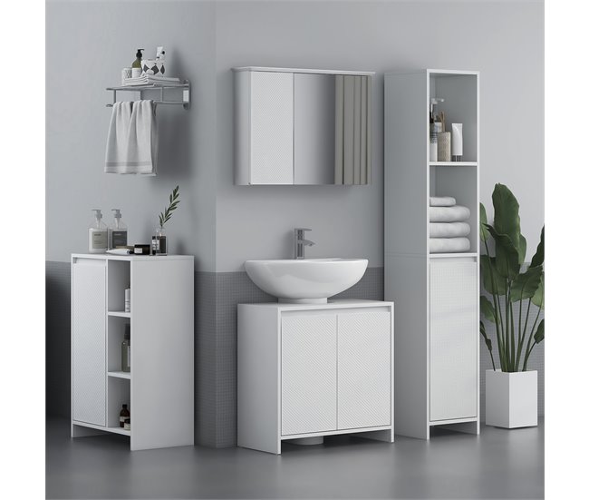 Armario de Baño MDF HOMCOM, hogar - baño Blanco