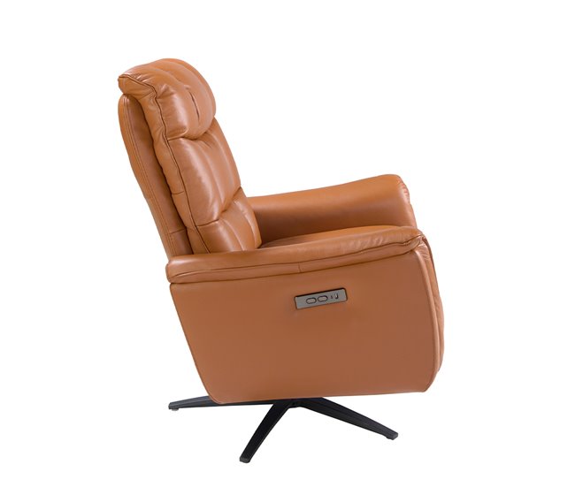 ANGEL CERDA Sillón relax giratorio piel marrón Marron