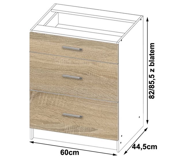 Armario de Cocina Independiente LIMA AKORD con estantes 60 Blanco/ Madera