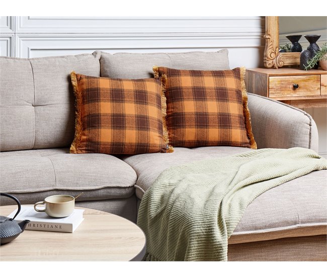 Beliani Cojín decorativo BARJA 45x45 Naranja