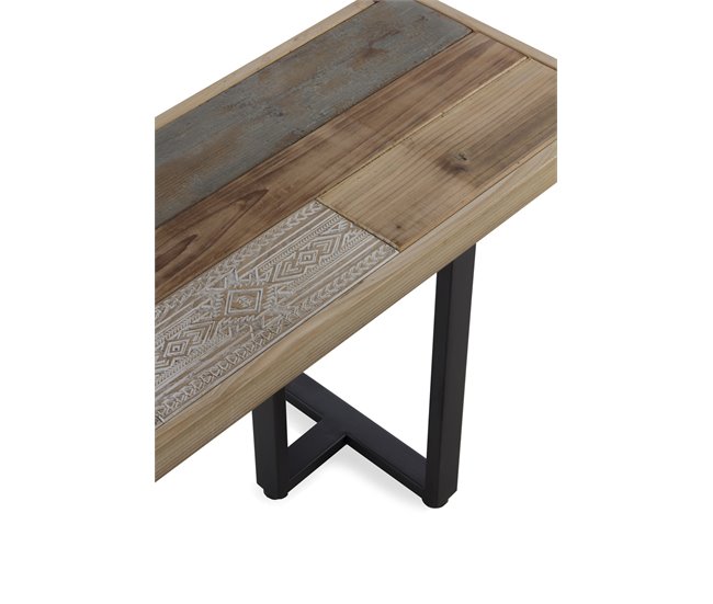 Banco de comedor de madera cm con patas de metal Natural