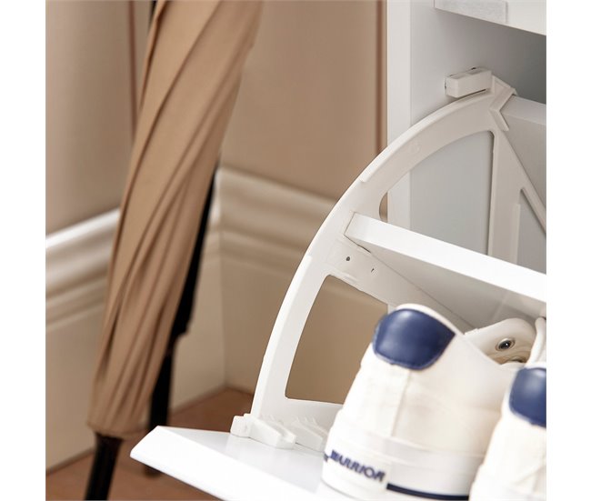 Banco Zapatero con 1 Solapa y 2 Compartimentos FSR119-W SoBuy Blanco