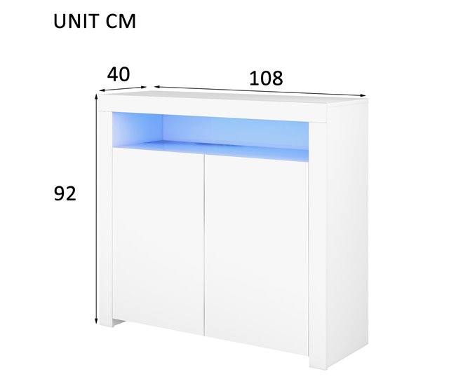 Aparador de panel de partículas con 2 puertas Blanco