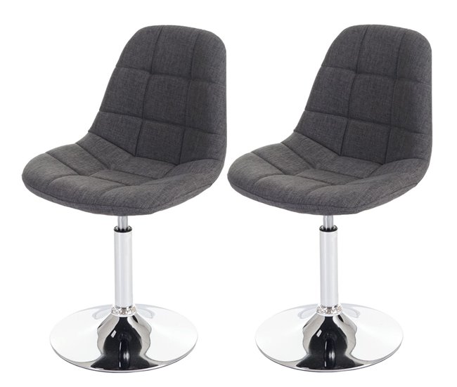 2 Sillas de comedor de tela CDS04427 Gris