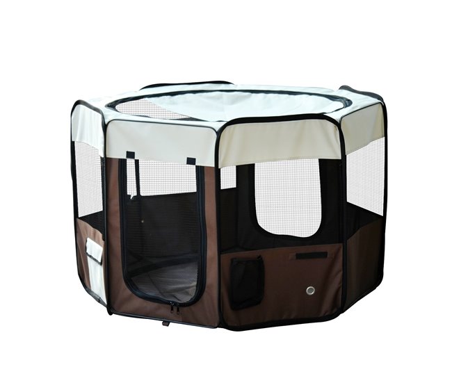 Parque Mascotas Plegable Tela Oxford, Acero PawHut Multicolor