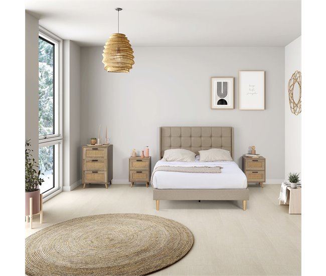 Estructura de Cama tapizada Esther 90x190 Beige