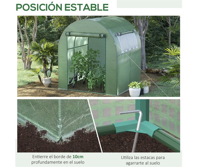 Invernadero de Jardín PE, Acero Outsunny Verde