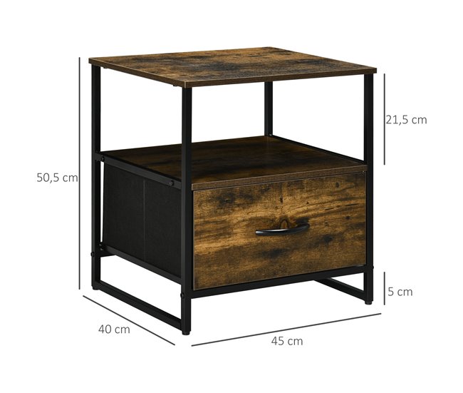 Armario de Salón Poliéster, Acero, MDF HOMCOM 45 Rojo