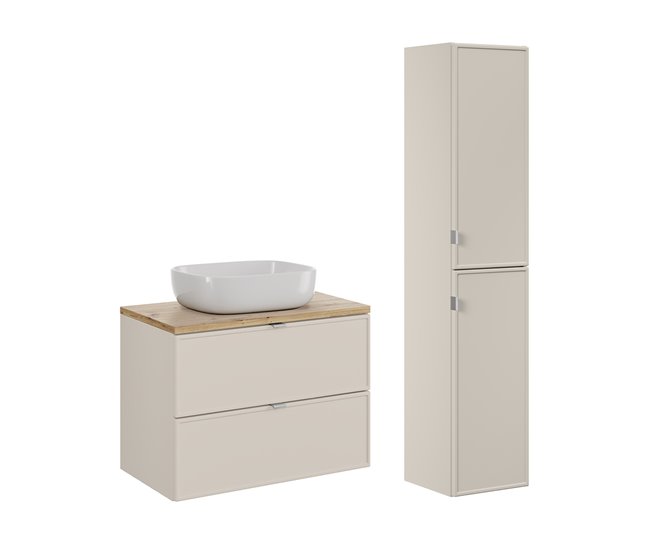 Conjunto de muebles con lavabo y columna Alba 80 Beige
