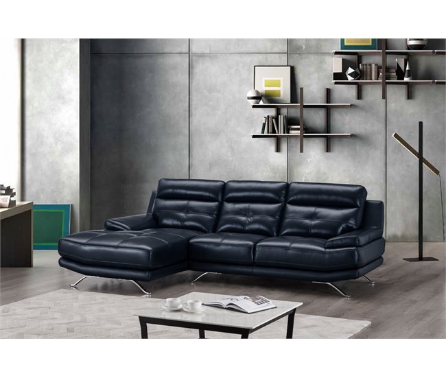 Chaise longue de piel HAWAI Azul Marino