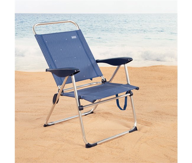 Aktive Silla plegable de playa con 4 posiciones Azul