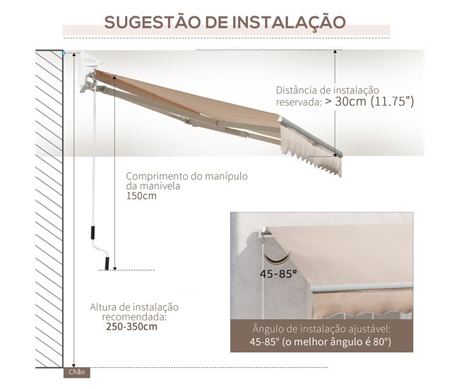 Toldo Manual Retráctil Poliéster 295x200 Crudo