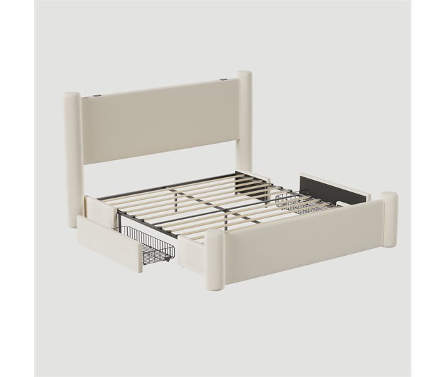 Camas de matrimonio 190x202 Beige