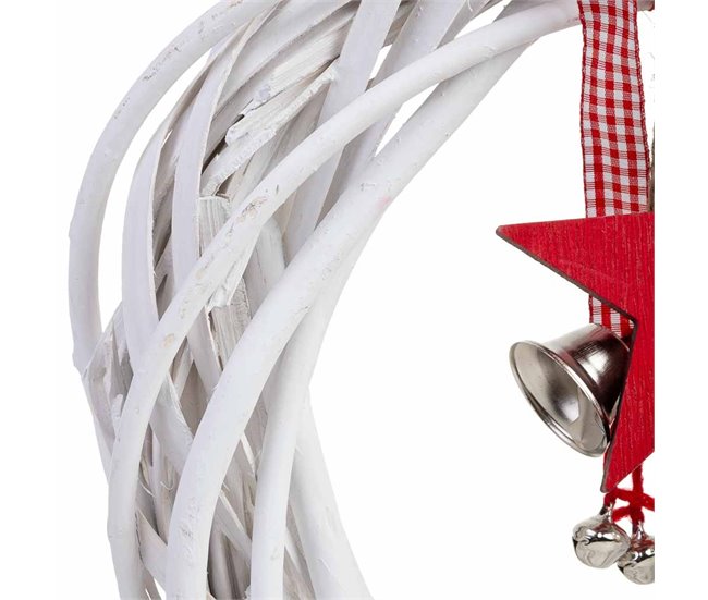 Corona decoración de mimbre para colgar Blanco