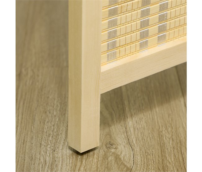 Biombo Separador Bambú, Algodón, Madera de Pino HOMCOM Marron