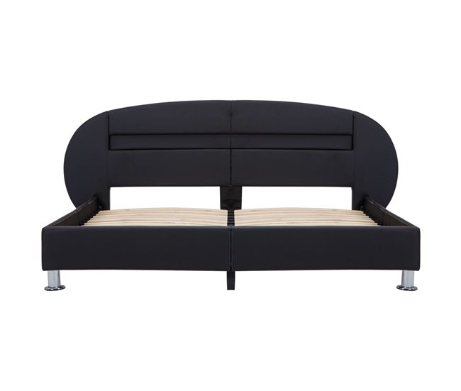 Estructura de cama con LED cuero sintético 180x200 Negro