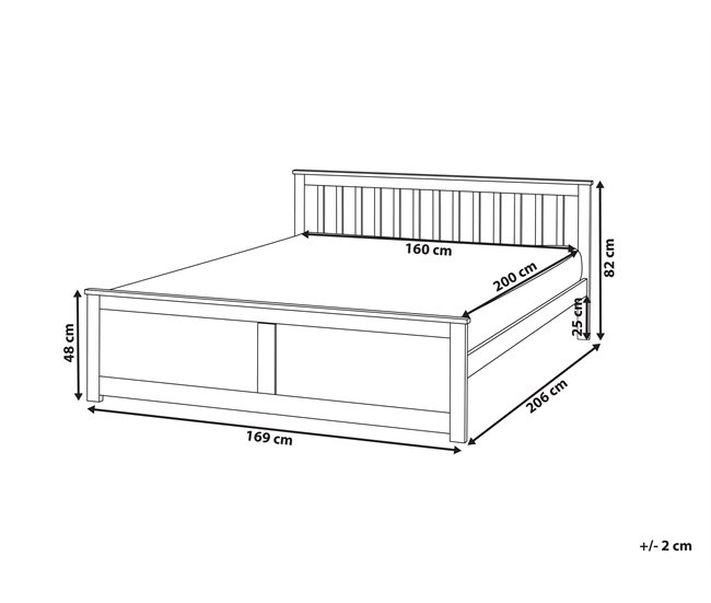 Beliani Cama Madera de pino OLENDON 169x206 Blanco