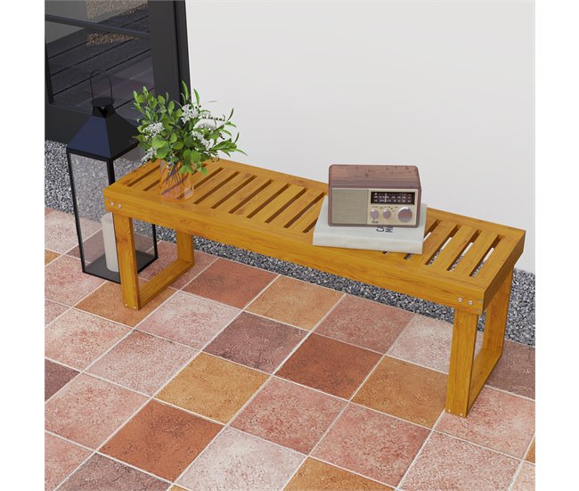Banco de Jardín Madera de Pino Outsunny Marron