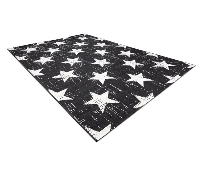 Alfombra de cuerda sisal FLAT Estrellas 160x230 Negro