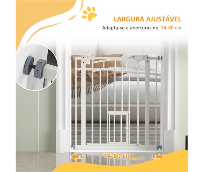 Barrera de Seguridad Acero, PA PawHut Blanco