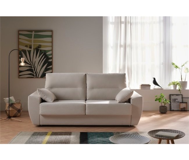 Sofá Cama Italiano Mónaco 3 Plazas  Tela Antimanchas Blanco